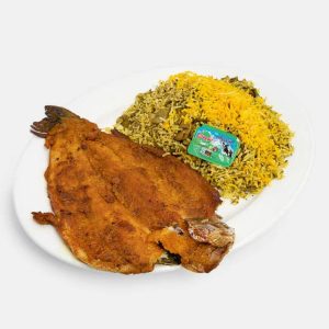 سبزی، باقلا پلو با ماهی قزل آلا
